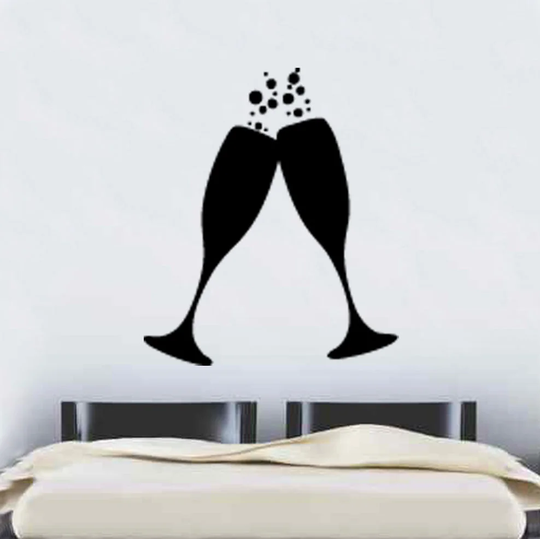 Champagne Glasses Wall Sticker