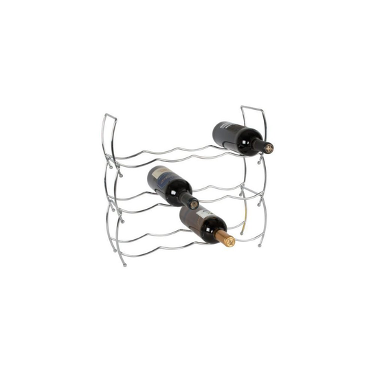 Geezy 12-Bottle Stackable Chrome Wine Display Rack | 3-Tier Wine Storage