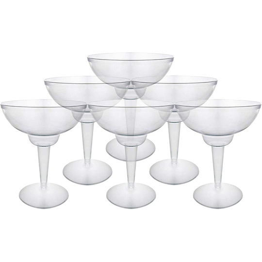 10 Clear Multi-Use Plastic Margarita Cocktail Glasses Party Gift Set- 360ml