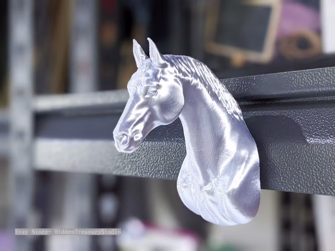 Silver Horse Decor Magnet 3D Printed Metallic Equine Equestrian Cowgirl Spirit Totem Animal Fridge