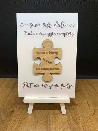 Jigsaw Wooden Save The Date Magnet | Personalised Save The Date Magnet