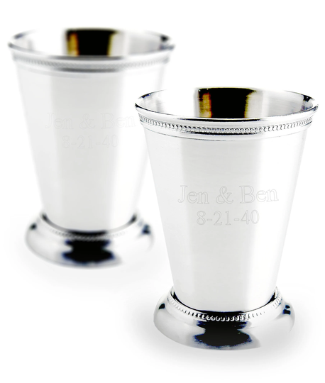Personalized Silver Stainless Steel Mint Julep Cup - Engraved Custom Engraving Party Cups, Wedding, Birthday, Anniversary, Gifts
