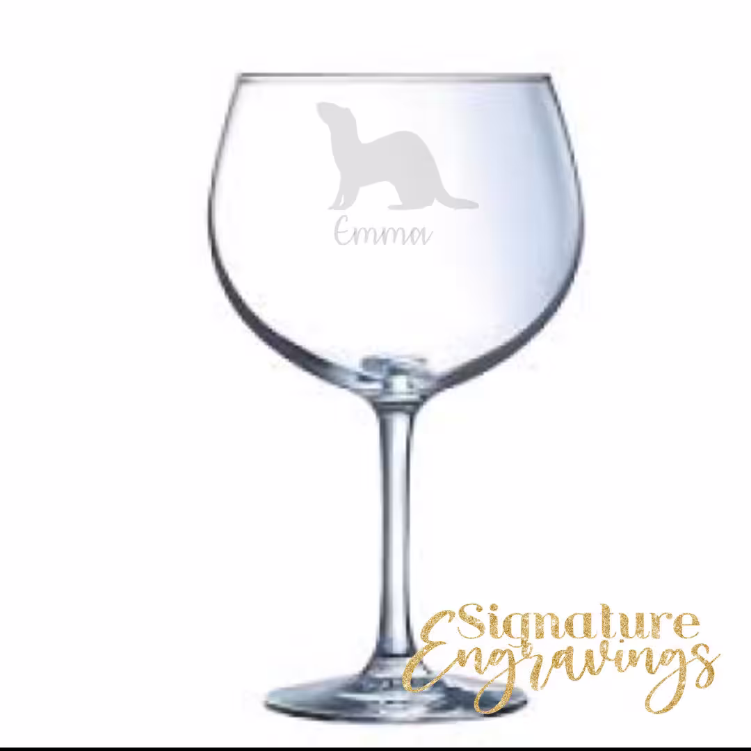 Personalised Ferret Engraved Gin Glass, Gift, Gifts, Lover