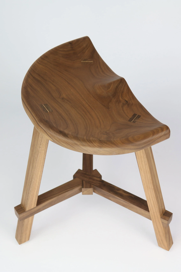 Small Wooden Vanity Stool in Walnut | Carved Dressing Table Wood