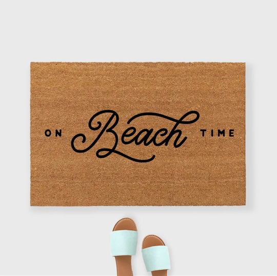 On Beach Time Doormat, On Time, Beach House Doormat, Beach Decor, Beach Doormat, Nautical Doormat, Beach Decor, Nautical Decor