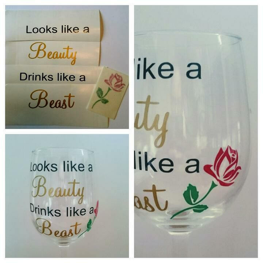Looks Like A Beauty Drinks Beast With Rose Wine Glass Vinyl X 1 Set