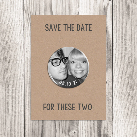 Photo Magnet Save The Dates, Personalised Photo Magnets, Save Date Cards, Luxury Wedding Stationery With Envelopes, Selfie Black & White
