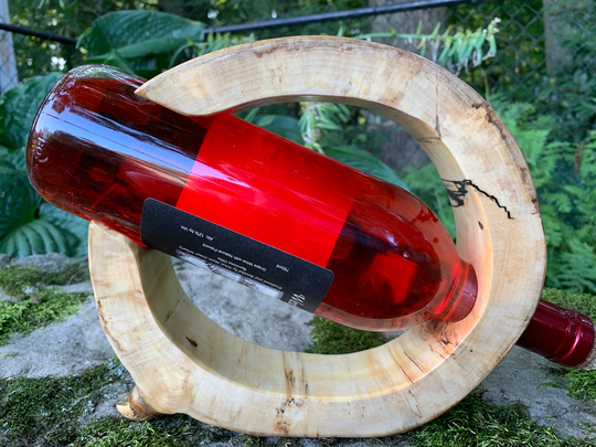 Unique Wine Bottle Holder, Made From A Hollowed Out Log. Bark Has Been Carefully Removed To Show The Grain, While Maintaining It's Shape