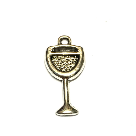 10 X Silver Tone Metal Wine Glass Charms, Drinking Jewellery Making Lovers Alcohol Related Charms
