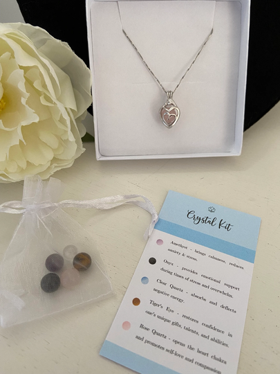 sterling Silver Mothers Day Gift Rose Quartz Crystal Mum & Child Cage Pendant & Chain - Cage