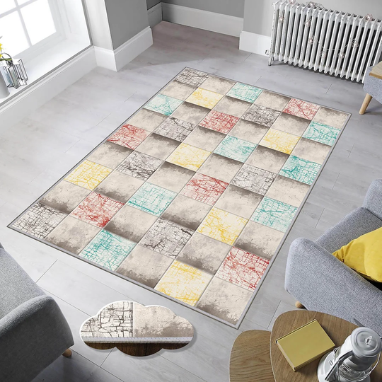 Costin Flatweave Grey/Yellow/Red Rug