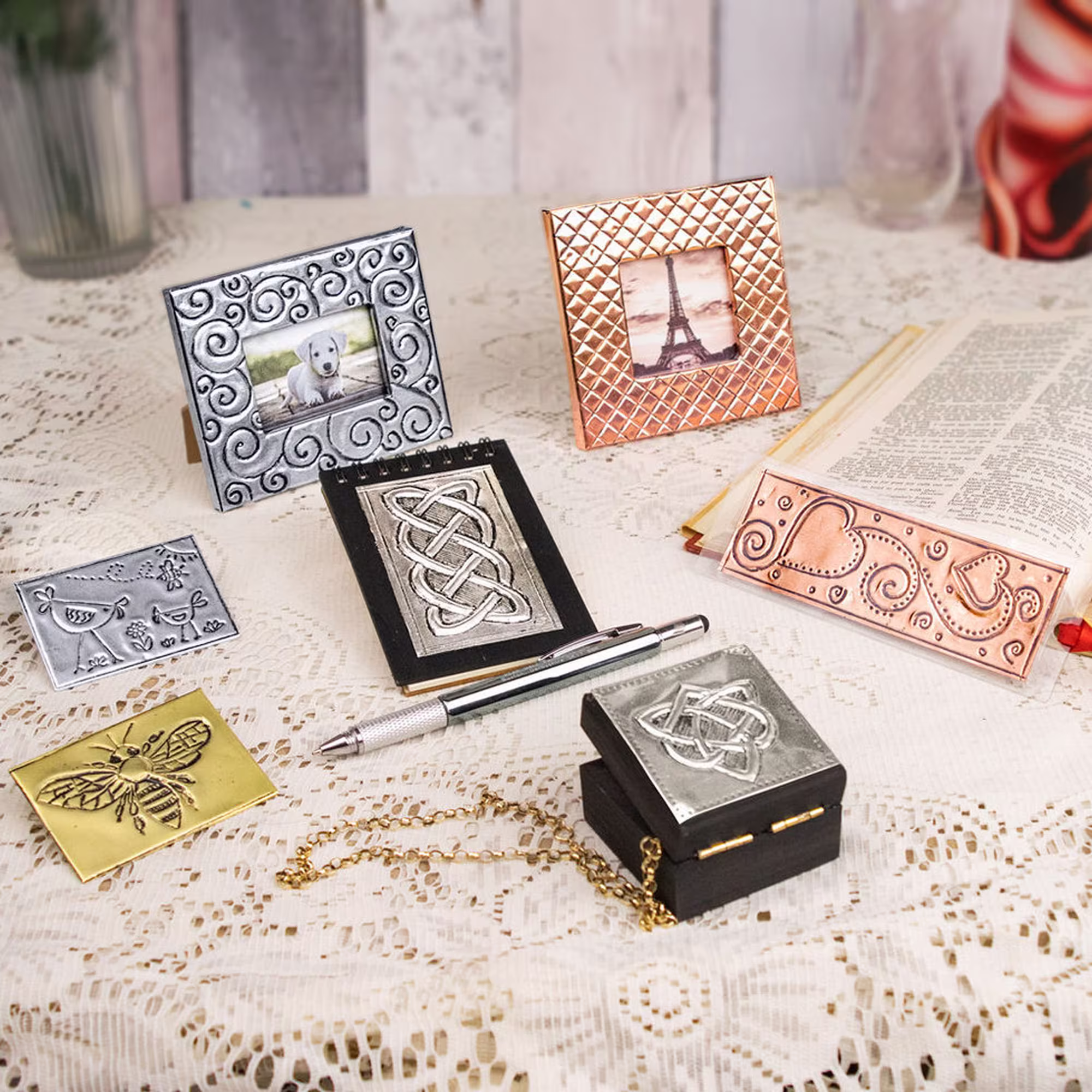 Metal Embossing Starter Kit - Makes 7 Projects Great Crafting Gift