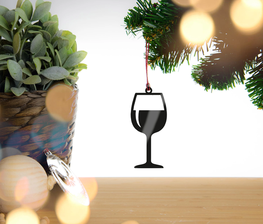 Wine Glass Christmas Tree Decoration, Bauble. Ornament , Xmas Dec 3mm Acrylic Various Different Colours Available
