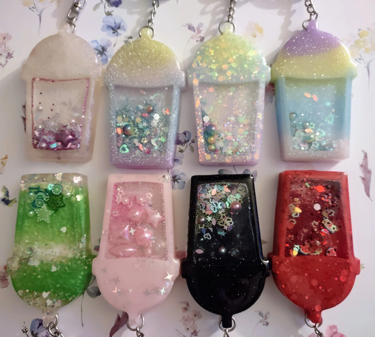 Resin Drink Shaker Keychain With Matching Wristlet
