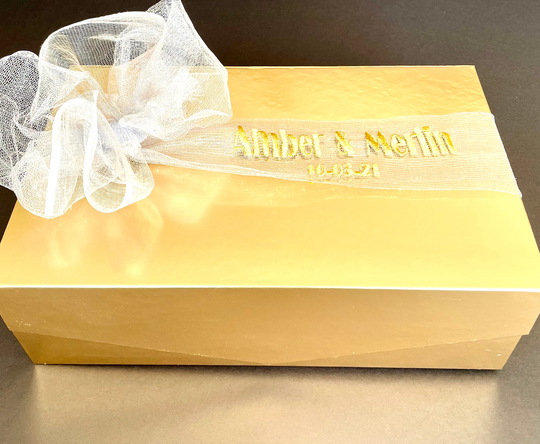 Personalized Large Gift Box For Bridesmaids Proposal With Embroidered Bow Wedding Flutes, Organza Interior, Groomsmen Box, Keepsake