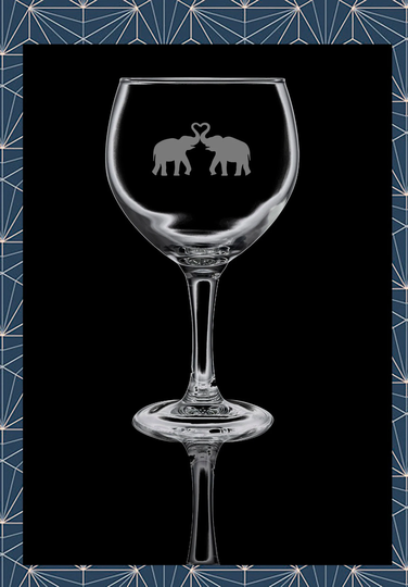 Elephant Love Trunks Engraved Balloon Gin Glass. Beautiful Etched Personalised With Name. Design Won't Wear Off Like Vinyl.168