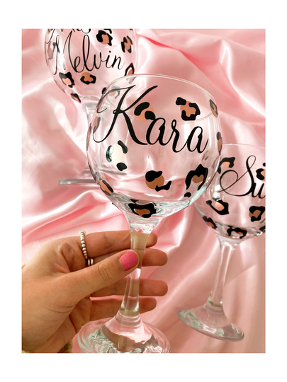 Personalised Gin Glass Rose Gold | Leopard Print I Birthday Gift Wedding Bridesmaids Christmas