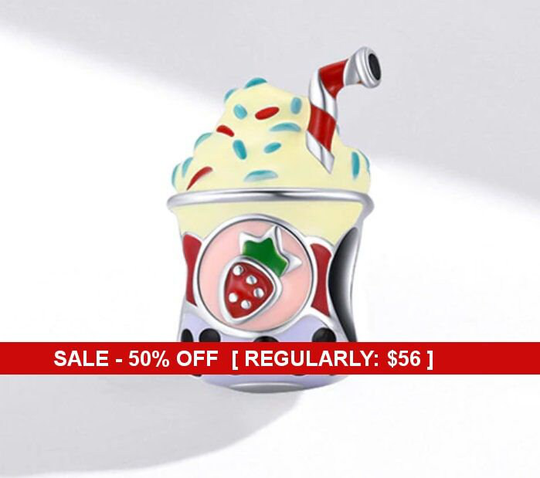 sterling Silver Ice Cream Shake Charm, Cream, Food Dessert Fourth Of July, Labor Day, Fits Pandora