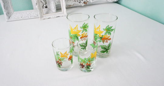 Autumn Trees Tumbler Or Rocks Glasses/Vintage Table Barware