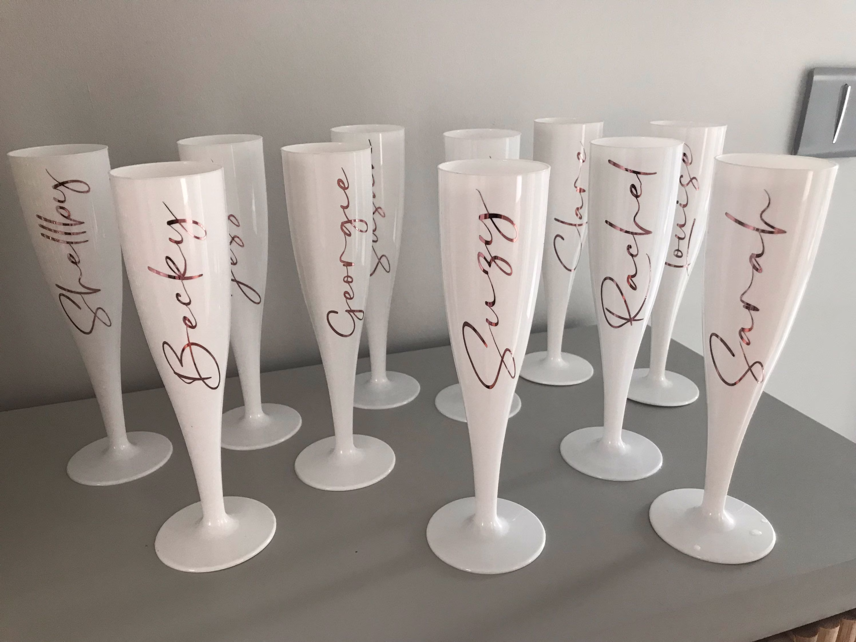 Personalised Love White Plastics Prosecco/ Champagne Glass/Flute