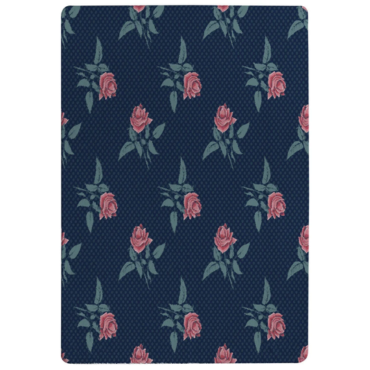 Oliver Roses and Spots Print Shaggy Dark Blue/Pink Rug