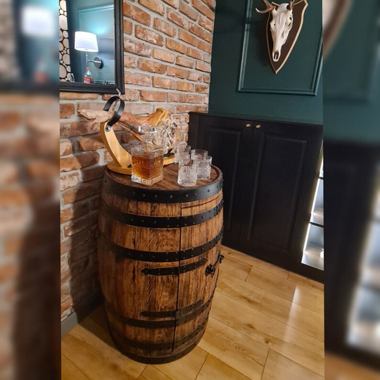 Whisky Barrel Bar Cabinet With Racks_Made & Recycled From Scotch Ex-Whisky