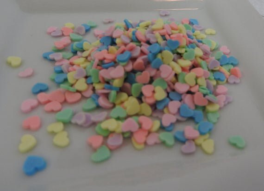 Pastel Hearts - Polymer Clay Slices, Fimo Sprinkles 1/2 Tsp