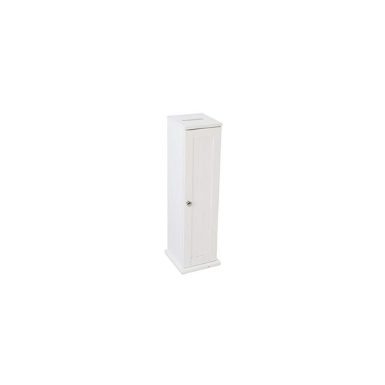 House & Homestyle Ashby Toilet Holder, Free Standing Bathroom Loo Roll Slimline Unit Storage Solution-White Wood Finish, MDF, H 65cm x W x D 19.5