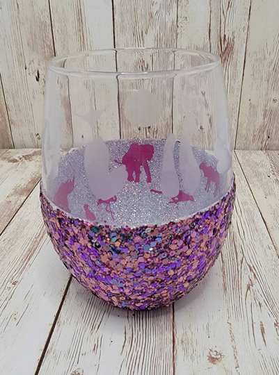 African Animal Footprint Glitter Steamless Wine Glass