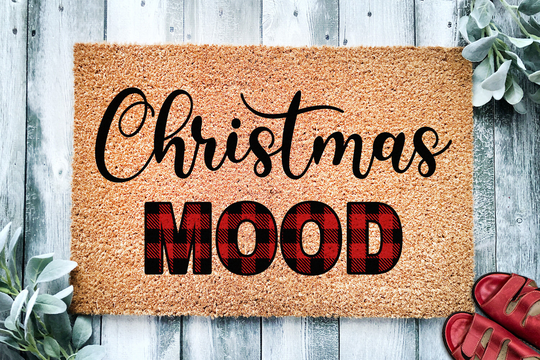 Christmas Mood | Cute Plaid Doormat Decoration Welcome Mat Holiday Winter Decor Gift