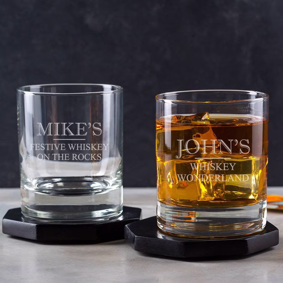 Personalised Whiskey Glass Tumbler - Engraved Whisky Gift Idea For Men Personalized Christmas Gifts Him Xmas Secret Santa Present