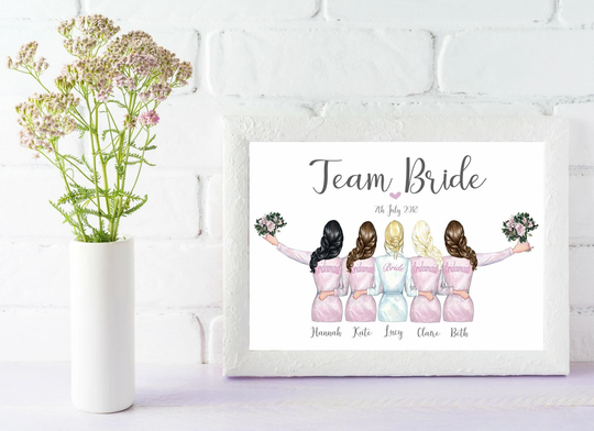 Team Bride Robe Print - & Bridesmaids Portrait/Gift Bridal Party Gift Gift Wedding Party Print Bridesmaid
