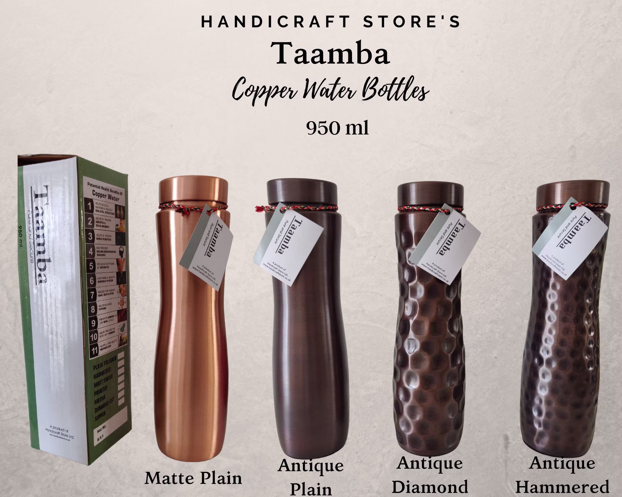Copper Water Bottle, Personalised Lid, Leakproof, Marriage Anniversary Gift