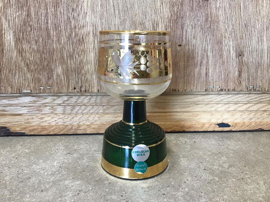 Musical Wine Glass, Austrian, Edelglas Wien, Engraved Crystal Music Box, Reuger , Swiss Movement, Made in Austria, 60S