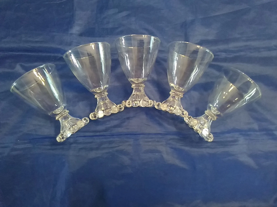 Set Of 5 Matching 3 Oz Anchor Hocking Juice Or Wine Glasses With A Boopie Glass Base. Glass 259