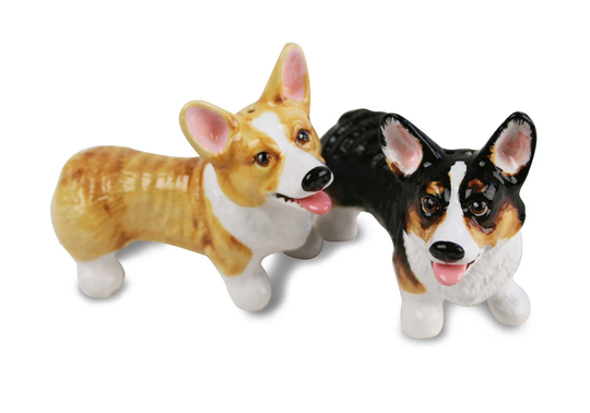 Welsh Corgi Pembroke Handmade Cruet Set Mini Fawn & Black | 6cm X 8cm