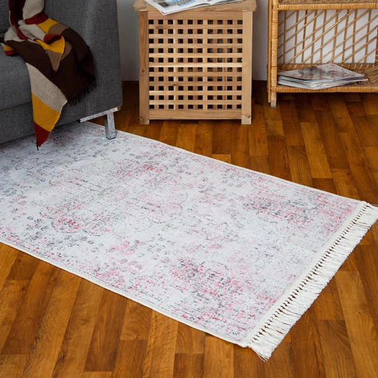Grizelda Flatweave Cotton White/Pink/Grey Rug