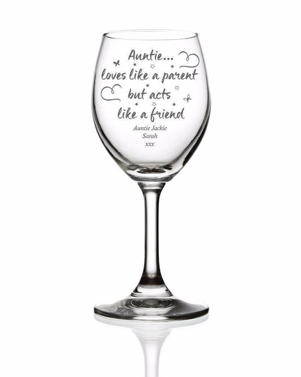 Auntie Love Sentiment Personalised Engraved Wine Glass
