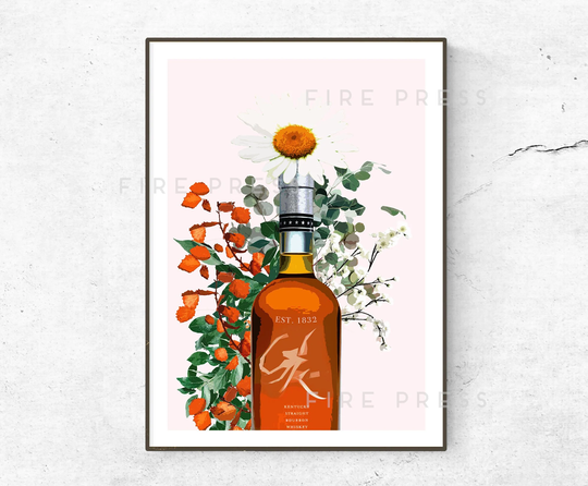 Bourbon Whiskey Poster/Print Fashion Bottle Whisky Glass Kitchen Gift Alcohol Home Decor