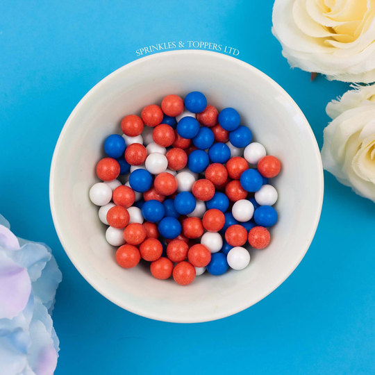 Red White & Blue Chocolate Balls | 10mm Sprinkles Cupcake/Cake Decorations