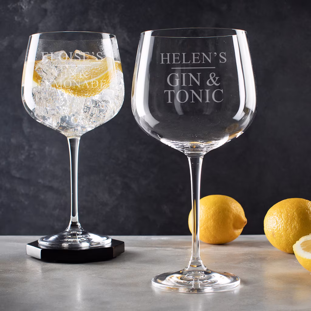 Personalised Gin & Tonic Glass Goblet - Valentines Day Gift For Her Women Best Friends Large Engraved Balloon Present Idea