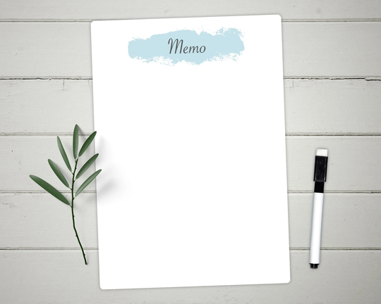 Personalised Memo, Family Notes Dry Erase Whiteboard. Reusable Memo Board With Free Dry Wipe Pen