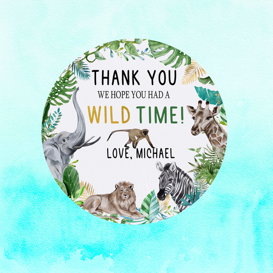 Safari Baby Shower Favor Tags Gender Neutral, Jungle Thank You Tags, A Wild Time Gift