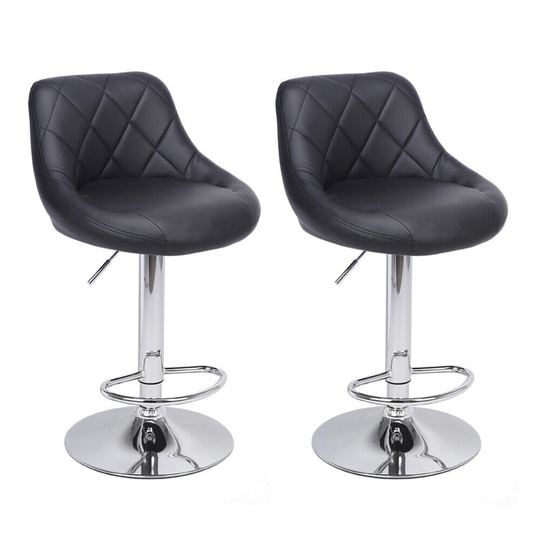 2Pcs Adjustable Bar Stools Kitchen Breakfast Chairs Swivel Seat