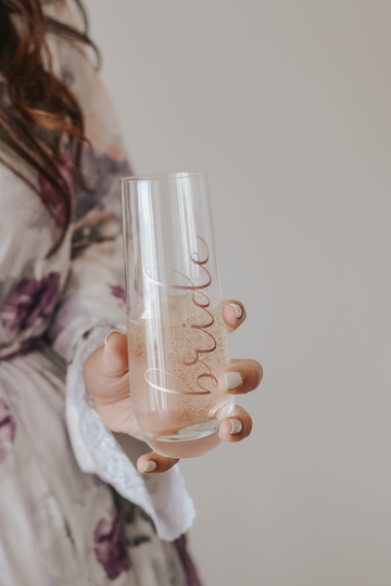 Personalized Champagne Glasses, Stemless Glass Flutes, Bridesmaid Gift, Proposal, Bachelorette Party