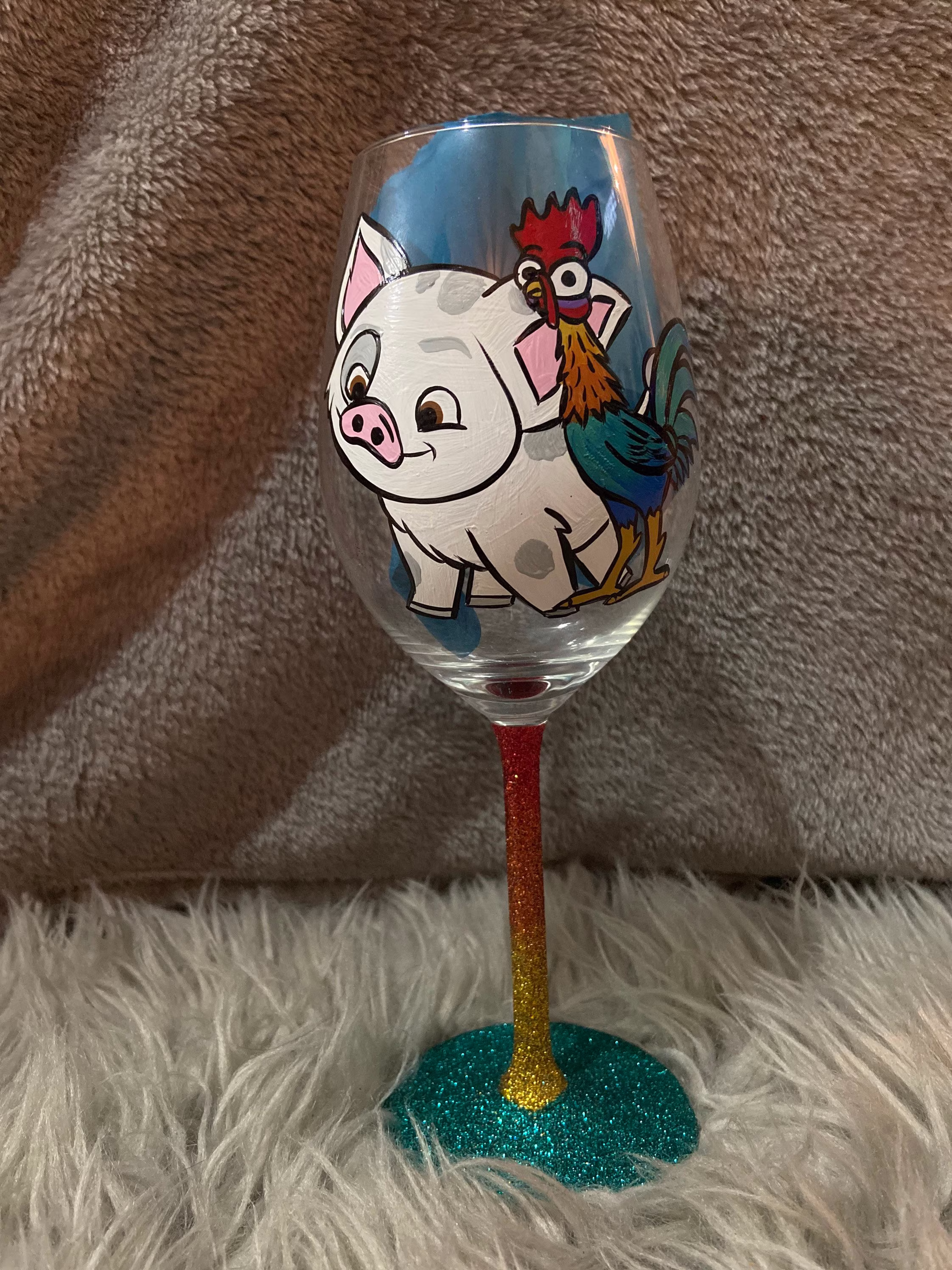 Hei Hei & Pua Hand Painted Glass