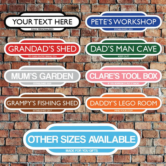 Personalised Mini Railway Totem/Train Gift Sign - Father's Day Hot Tub Home Bar Personalize Bar Sign