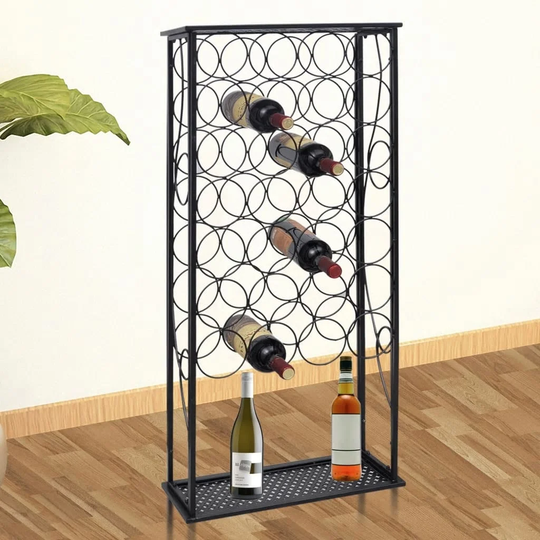 Brodix 28 Bottle Floor Wine Bottle Rack in Black