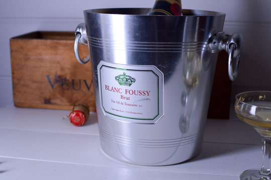 Vintage French Ice Bucket Metal Wine Cooler. Food Photography Prop