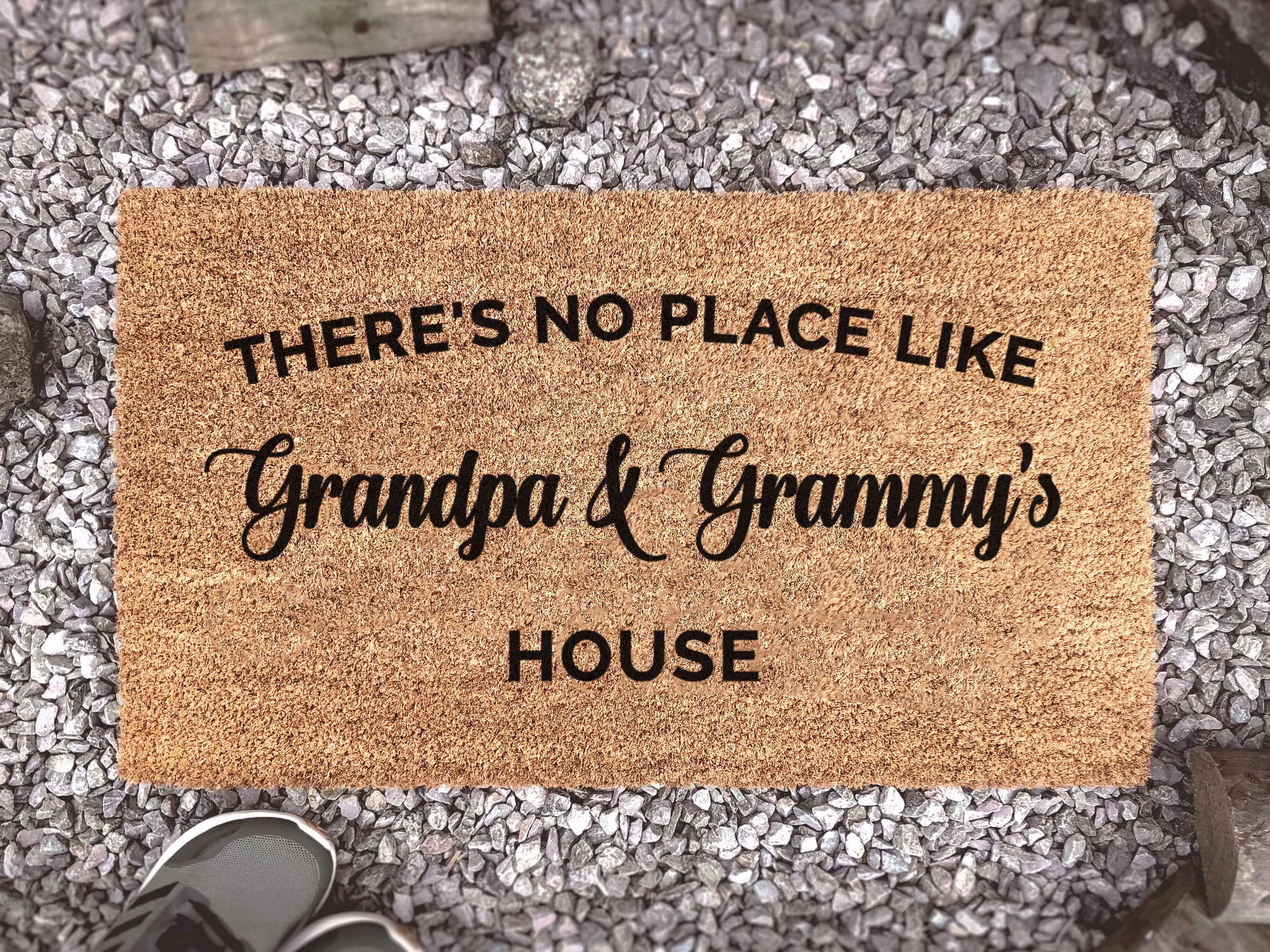There's No Place Like Grandpa & Grammys House - Mothers Day Gift Grandparents Personalized Family Mat Custom Coir Doormat